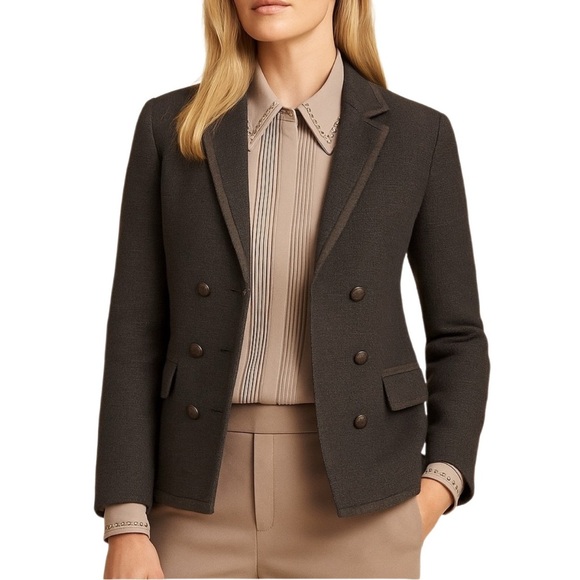 BANANA REPUBLIC Black Double-Breasted Textured Women's Blazer - Picture 2 of 16